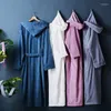 Women's Sleepwear Couples Homewear Winter Lengthen Robe Men Women Toweling Terry Hooded Cotton Bathrobe Soft Bata Novia Sleeprobe Casual