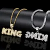 TopBling A-Z Nome personalizzato Bolla Lettere Ciondolo Collana Bling Pieno Zircone Gioielli Hip Hop