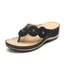 Klänningskor Kvinnors sandaler 2022 Summer Flower Flip-Flops Platform Women Wedges For Heels Casual bekväma utomhus tofflor