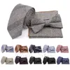 Bow Ties Plaid Cotton 6cm Necktie Sets Bowtie Pocket Square Blue Brown Pink Gray Men Skinny School Party Daily Suit Cravat Gift Accessory