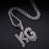 Hip Hop A-Z Custom Name Letters Pendant Necklace Waterdrop Bling Simulated Diamond 18K Real Gold Plated Jewelry