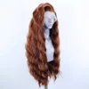 Gorące koronkowe peruki Aimeya Długie syntetyczne przód dla czarnych kobiet boczne części falowe włosy Brown Fibre Cosplay o wysokiej temperaturze 221216