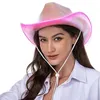 Berets светящаяся ковбойская шляпа светодиода девичника для вечеринки Cowgirl Fedora