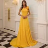 Casual Dresses Summer Ladies Yellow Butterfly One Shoulder V-neck High Waist Length Flounce Party Maxi Dress Elegant Vestidos