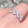 Anneaux de mariage mode demi éternité argent couleur bande pour les femmes brillant cubique zircone anneau femme mariée fiançailles bijoux de luxe