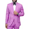 Noble Purple Men Wedding Tuxedos 2 Pieces Slim Fit Custom Made Pants Suits Tuxedos For Business Party Formal Wear