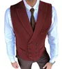 Men's Vests Mens Casual Double Breasted Suit Vest Herringbone Pattern Notch Lapel Waistcoat For Groomsmen Wedding Men