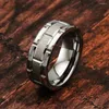 Bröllopsringar Fashion 8mm Men's Silver Color Groove Beveled Edge Tungsten Carbide rostfritt stål Ring Blue Carbon Fiber Men Band