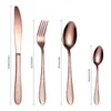 Set di stoviglie 4 pezzi Set di utensili di lusso Utensili da cucina riutilizzabili per il pranzo Posate portatili di posate in acciaio inossidabile