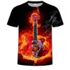 Camisetas masculinas de verão Musical Instrument Guitar Padrão de guitarr