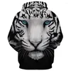 Herren Hoodies Schwarz 3D Hoodie Bedruckte Bluse Tiger Typ Street Style Mode 2022 Auffälliges Sweatshirt in Übergröße