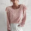 Blusas femininas khalee yose rosa blusa elegante camisa primavera verão lanterna longa lanterna o-pescoço o escritório ladies casual mulher top