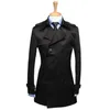 Men's Trench Coats Young Men'S Middle-Aged Korean Spring And Autumn Double-Breasted Slim Business Casual Fashion Jacket Black Blue