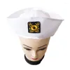 Berets Fashion White Captain Sailor Hat Fancy Cosplay Marine Marine Cap для Travel Beach Dance Bar