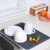 Tapis de table anti-dérapant tampon de vidange pliable épaissi silicone plat séchage tapis durable résistant à la chaleur bols tasse accessoires de cuisine