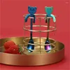 Dinnerware Sets 304 Stainless Steel Spoon Western Cake Dessert Small Hanging Cup Bear Titanium Plated Color Korean Coffee