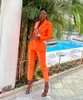 Summer Orange Women Blazer Suits Street Power Power Made Вечерняя вечеринка Формальная ношение дня рождения 2 штуки