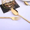 Zestawy naczyń obiadowych 4PCS Wysokiej jakości Złote Gutele Zestaw sztućców ze stali nierdzewnej Western Knife Forks Spoon Stołka stołowa kuchnia srebrne oprogramowanie