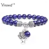 Strand Tree of Life Pendant Armband Natural Healing Reiki Stone Pärlor Armband för kvinnor Män Amethysts Lava Lapis Lazuli Jewelry Gift