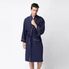 Mannen Nachtkleding Mannen Mannen Pyjama Badjas Sjaalkraag Fleece Effen Lange Badjas Thuis Gown Warme Kleding Herfst winter Gewaden