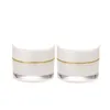 Lege witte acryl gezichtscrème fles bijvulbare potten goud lijn deksel draagbare cosmetische verpakking container huidverzorging oogcrème potten 10g