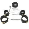 Beauty Items Black emperor SM leather high quality handcuffs feet collar three pieces of binding black toys sexy