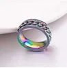 Anneaux Spinner Fidget pour hommes, anneau de Rotation de chaîne pour hommes, anneaux entrelacés en acier inoxydable de 8MM