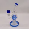 2022 8 -calowa szklana rura wodna Bong Rig Rig Recycler Rury Bongs Bong okrągłe gniazdo grzebienia filtra rur dymu 14,4 mm staw z regularnym mowlbanger