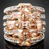 Wedding Rings Brand Trendy Unique Rose Gold Color Genuine Austrian Crystal Jewelry Valentine's Day Gift Bague Femme