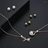 Ketting oorbellen set mode creatieve schaar vormlegering ingelegde zirkonen simulatie parel tweedelig pak voor bruidsjurkaccessoires