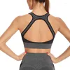 Aktiva uppsättningar sömlösa stickade sport set backless push up fitness bh med hög midja bukkontroll yoga shorts