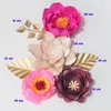 Dekorative Blumen DIY Giant Crepe Paper Artificial Flores Artificiale 4pcs 3 Blätter für Hochzeitsveranstaltungen Hintergrund Baby Kindergarten Mix