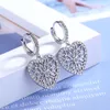 Ohrringe Vintage-Schmuck Silber Pave Rundschnitt Weiß 5A Kubikzircon Party Frauen Hochzeit Herz Tropfenohrring Für Liebhaber Geschenk G230602