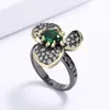 Кластерные кольца Cizeva роскошный цвет для женщин зеленый циркон цветок свадебное свадебное кольцо ювелирные украшения коктейль палец вечеринка