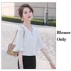 Women's Blouses Summer Fashion Women Work shirts White Half Sleeve Office Ladies 2 -delige rok en topsets