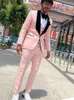 Herenpakken yiminpwp roze mannen voor prom party blazer jas smoking tuxedos bruidegom bruidspak jongeman kleren 3 -delige jas Vest Pant