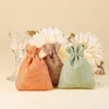 Gift Wrap 15Pcs Multicolor Jewelry Packing 9x7cm Linen Small Bag Drawstring Bags Mini Wedding Party Supplies