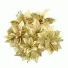 Dekorative Blumen, 5 Stück, 14 cm, große goldene Puderrose, künstlicher Blumenkopf, Flanell, für Zuhause, Hochzeit, Dekoration, DIY, Weihnachtsbaum