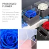 Fleurs décoratives Saint Valentin Fleur Préservée Boîte à Bijoux Unique Rose Éternelle Présent