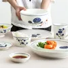 Assiettes bols en céramique peints à la main De Style japonais et assiette à dîner Simple et créative vaisselle blanche ménagère Platos De Cena
