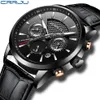 Новые часы Men Luxury Crrju Brand Chronograph Men Sport Watchs Высококачественные кожаные ремешки кварцевые наручные часы Relogio Masculin247b