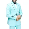 Nieuwe Spring Blue Men Tuxedos Suits 2 stuks Designer Custom Made Mens Wedding for Business Party Formal Wear
