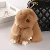 Keychains 14cm Söt pluffnyckelring Rex Fur Key Chains For Women Bag Toys Doll Fluffy Pom Lovely Pompom Keyring