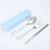 Dinnerware Sets Stainless Steel Portable Tableware Three Piece Set Student Travel Chopsticks Fork Spoon Gift