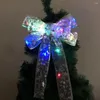 Christmas Decorations Silver Bowknot Hanging Pendant Creative Printing Bow Luminous Decor Tree Decorative