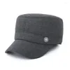 Baskenmützen Herren Wollfilz Militärhüte Army Cap Plain Papa Hut Herbst Winter Kupfer Stern Logo verdicken Warm halten flach mit Ohrenschützern