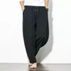 Men's Pants IN Men's Cotton Linen Loose Male Casual Solid Color Trousers Chinese Style Plus Size Sweatpants