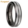 Anneaux de mariage Itungsten 6 mm 8 mm Drop Gunmetal Tungsten Ring For Men Women Fashion Engagement Band Two Tone Beved Comfort Fit