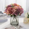 Decorative Flowers Artificial Peony Hydrangea Silk Roses Diy Christmas Crafts Wreath Decoration 2022 Year Home Garden Wedding Party Fake