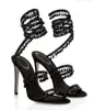 تصميم فاخر امرأة صندل سيدة عالية الكعب رينس ملابس النساء حذاء الثريا من الجلد R-C صندل سوداء الصندل حفل زفاف 35-43